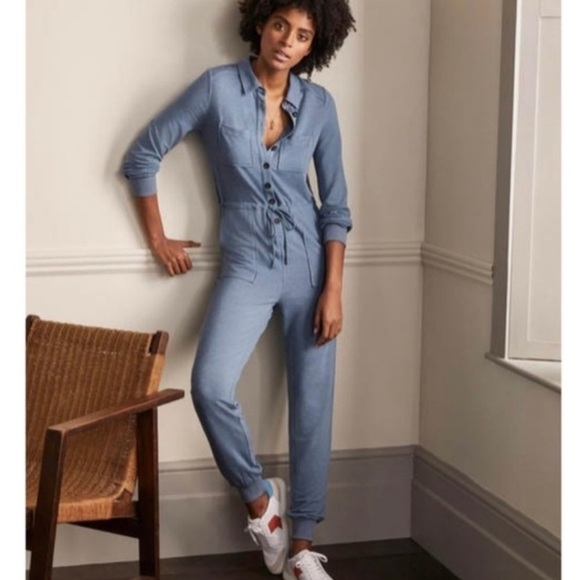 Boden Blue Jersey Utility Jumpsuit